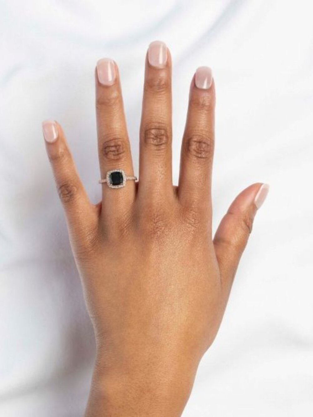 NWT REEDS 10K Rose Gold Black Onyx Diamond Halo Ring Size 7 - Picture 5 of 14